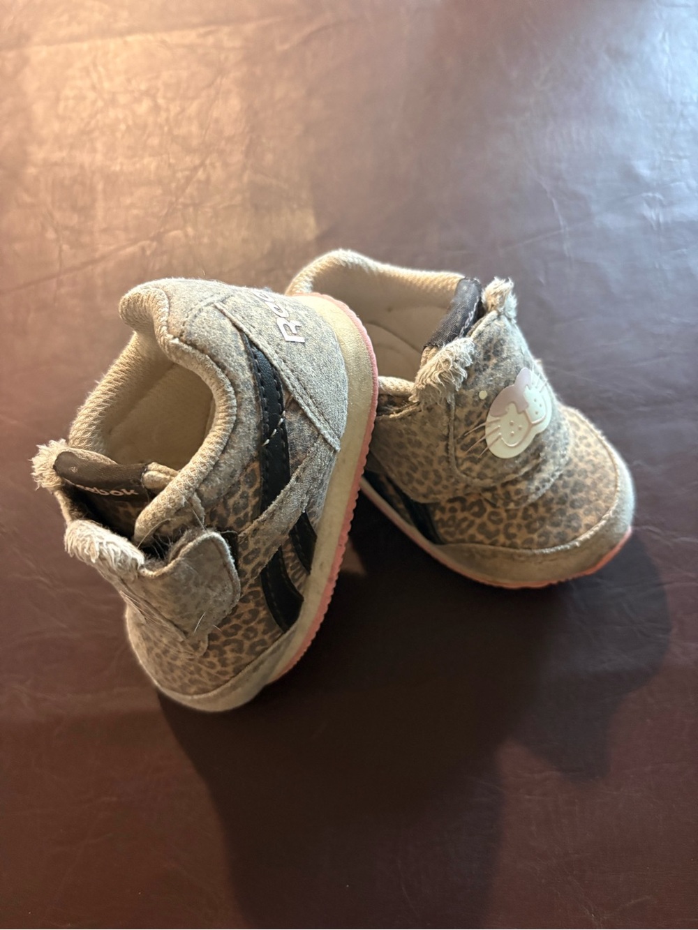 🩷 6 for $20 🩷 Leopard-Print Baby Walker Sneakers in Neutral Beige with Pink Trim